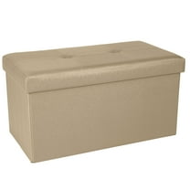 Simplify Faux Leather Double Folding Storage Ottoman Metallic Gold
