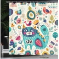 thumbnail image 4 of Ambesonne Animal Shower Curtain, Cat with Birds, 69"Wx84"L, Multicolor, 4 of 5