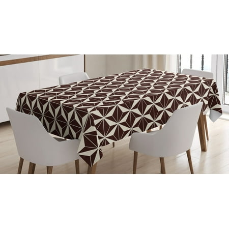 

Geometric Tablecloth Contemporary Abstract Pattern with Contrast Colored Triangle Tiles Rectangular Table Cover for Dining Room Kitchen 52 X 70 Inches Seal Brown and Cream by Ambesonne