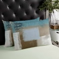 thumbnail image 4 of Teal Blue Throw Pillow Covers, Brown White Minimalist Retro Smear Ombre Art Soft Breathable Pillow Cases with Invisible Zipper for Sleeping, Toddler Pillowcases for Couch Bed Sofa Chair 12x20 Inches, 4 of 6