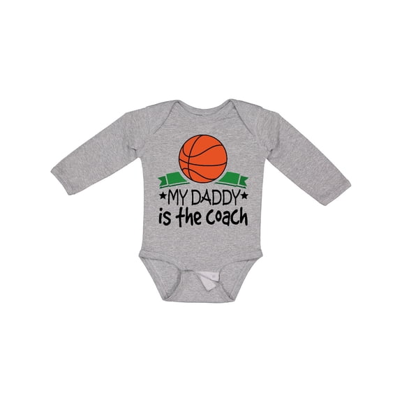 Inktastic Basketball My Daddy is the Coach Boys or Girls Long Sleeve Baby Bodysuit