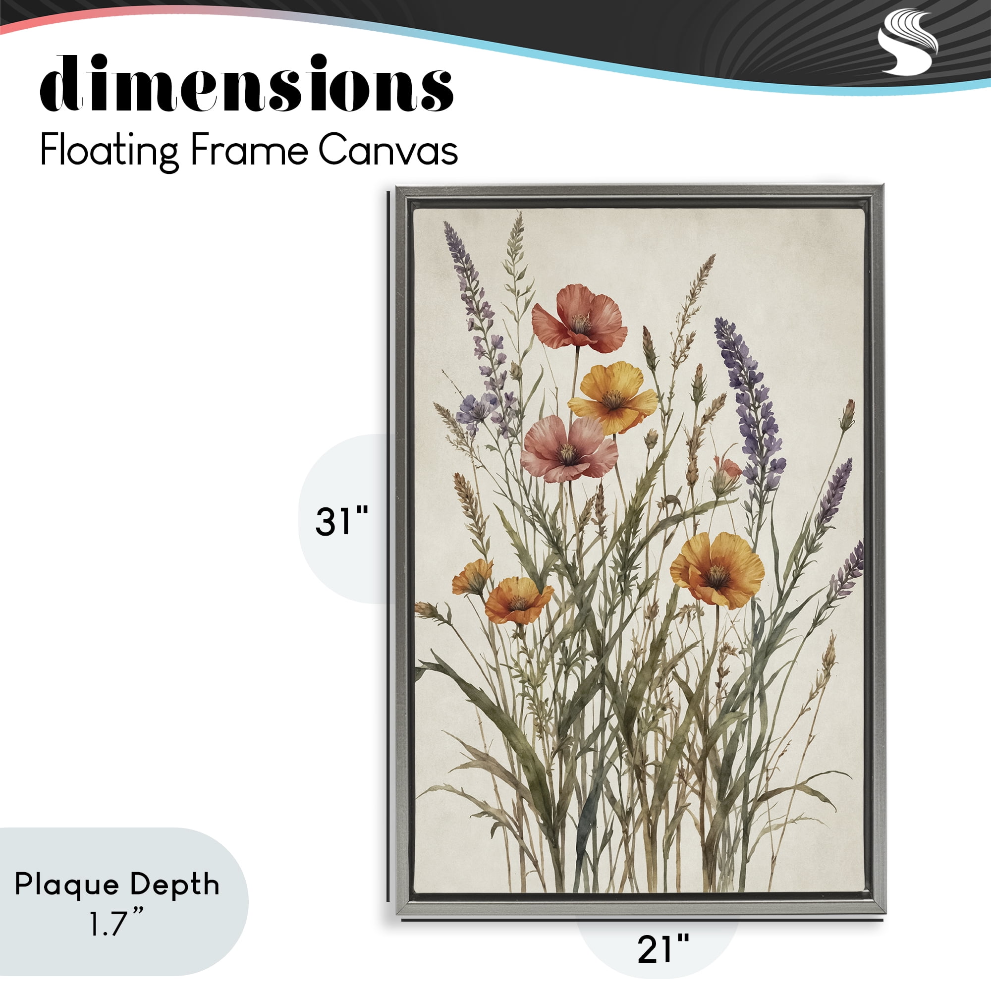 Stupell Industries Vintage Collection of Meadow Botanicals Gray Framed Floater Canvas Wall Art, design by Nataly White