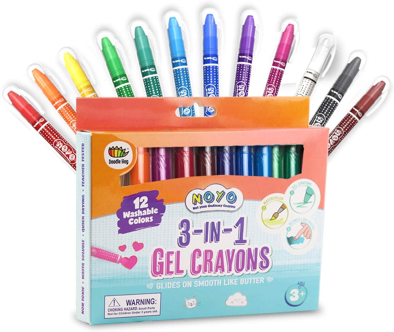 YPLUS Crayon Pen-type Children's Non-toxic Crayon Set Gift (12 Colors Set)