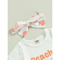 thumbnail image 5 of Coduop Toddler Baby Girls Peaches Print Outfit Set Short Sleeve Tops and Long Pants 3Pcs Clothes, 5 of 9