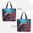 thumbnail image 2 of Fotbe Colorful Ocean Sea Turtle Bolsa Tote con Estampado para Mujer, Bolsos con Cremallera, Bolsa de Hombro Casual de Gran Capacidad con Bolsillos Internos, 2 of 7
