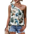 thumbnail image 2 of YUNAFFT Clearance Womens Tank Tops Summer One Shoulder Tops For Women Summer Chiffon Shirts Tie Bow Knot Sleeveless Tank Tops Loose Fit Discount, 2 of 8