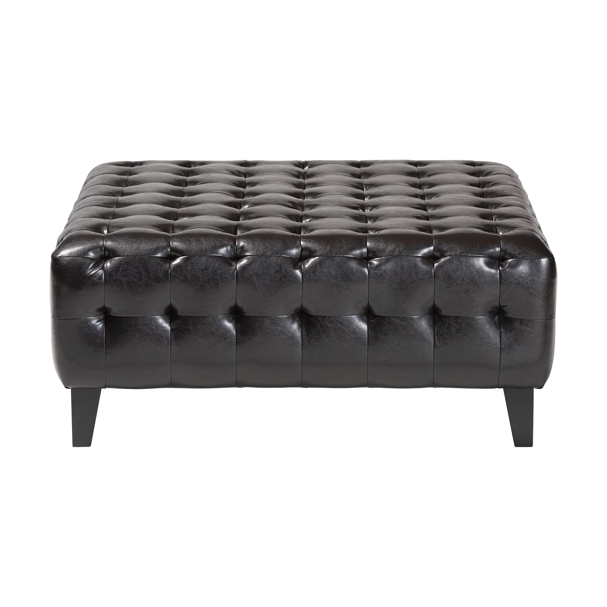 Baxton Studio Pemberly Dark Brown Bonded Leather Square Ottoman
