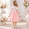 thumbnail image 5 of Lanbubble Toddler Girls Long Sleeve Dress Floral Tulle Dress with Ruffle Shoulders, 3-7 Years, 5 of 10