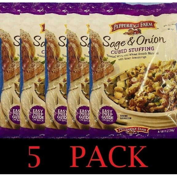 5x Pepperidge Farm SAGE & ONION CUBED STUFFING 12 oz Bag - 5 PACK