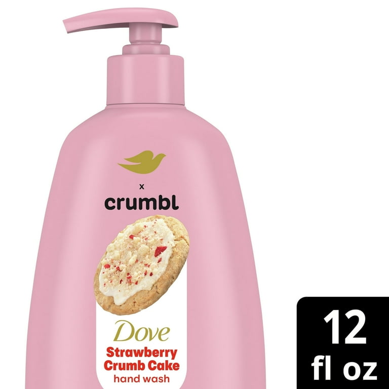 Dove x Crumbl Strawberry Crumb Collection - Scrub (15 oz), Liquid Hand Wash (12 oz), Body Wash (20 oz), and Aluminum-Free Deodorant Stick (2.6 oz)