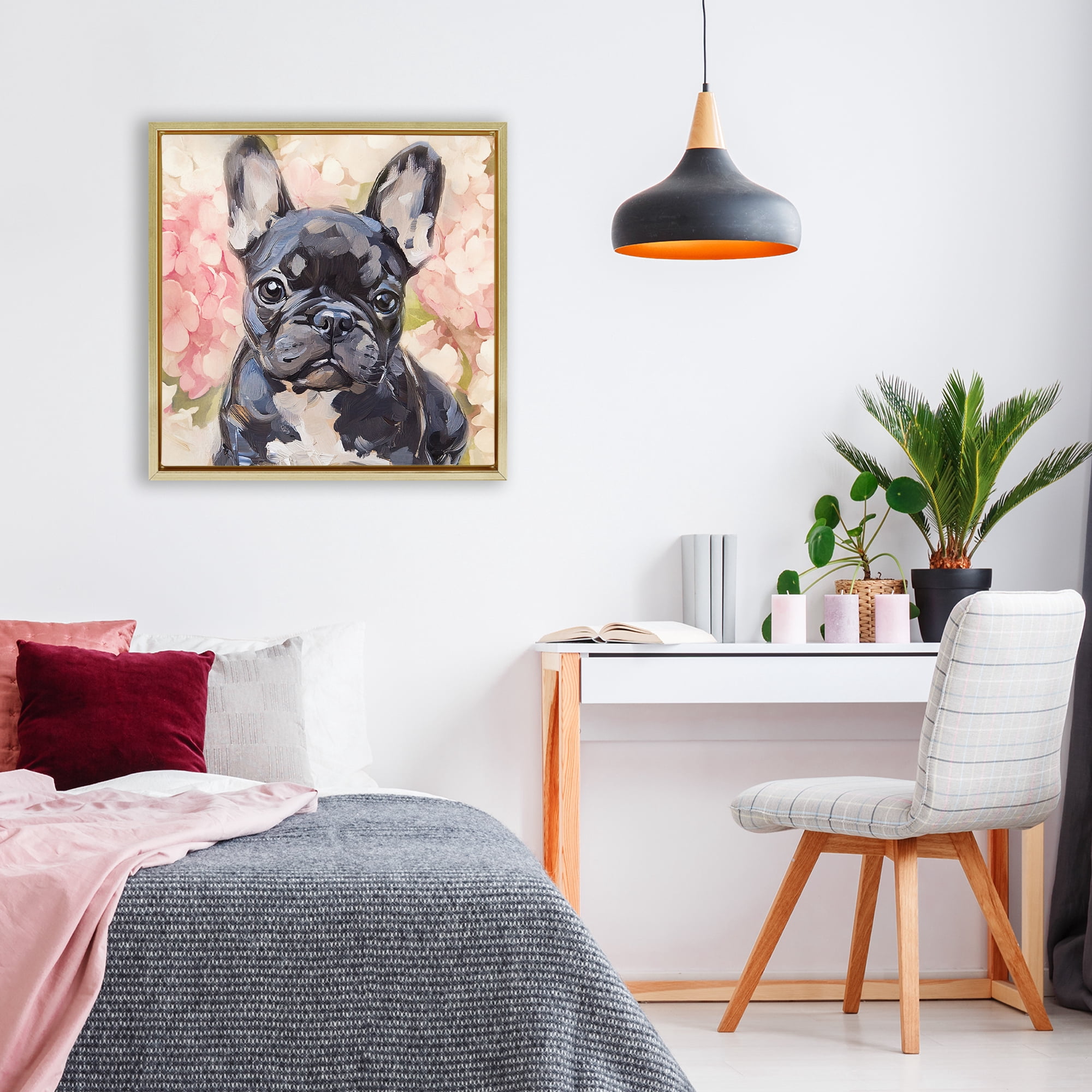 Stupell Industries Sweetest Little Bulldog Gold Framed Floater Canvas Wall Art, design by Tina LeCour