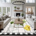 thumbnail image 3 of 5'x7' Area Rugs for Living Room Bedroom, Yellow Lemon Washable Rug Carpet Runner Indoor Outdoor, Summer Botanical Black White Checkered Wooden Non Slip Floor Mats Area Rug for Kitchen, Nursery, 3 of 8