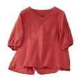 thumbnail image 2 of Kelon Women's Tops Short Sleeve Shirts V Neck Boho Tops Loose Fit Shirts Business Dressy Casual 2026, 3XL, 2 of 6