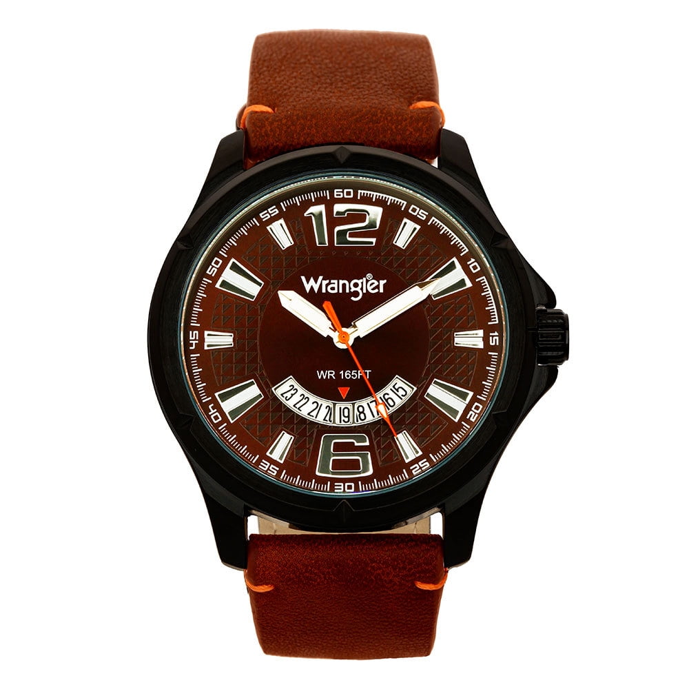 Wrangler Mens Black/ Watch 48mm Brown