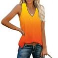 thumbnail image 2 of DeHolifer Tank Tops for Women V-Neck Sleeveless Gradient Color Casual Loose Summer Beach Split Tank Tops Orange XL, 2 of 8