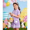 thumbnail image 6 of Lanbubble Toddler Girls Sporty Tennis Dress With Bag Short Sleeve Casual Polo Dress Purple Dress For Girls 3-7 Years, 6 of 9