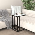thumbnail image 1 of vidaXL Computer Side Table White Marble 50x35x65 cm Tempered Glass, 1 of 4