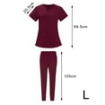 thumbnail image 5 of Scrub Set SPA Scrubs 62cm-86cm Elastic Waist Fashion Top Pants Breathable Soft Working Uniform Workwear Scrubs for Yoga Jogger Doctors Nurse Red Color L, 5 of 10