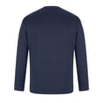 thumbnail image 3 of Blusas y camisas de manga larga con cuello redondo para hombre, informales, lisas, empalmadas, de manga larga, de alta elasticidad, que mantienen el calor, top de algodón para hombre, 3 of 5