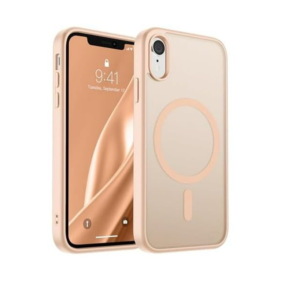 Magnetic for iPhone XR Phone Case(Compatible with MagSafe)(Military Grade Drop Protection) Slim Translucent Matte Shockproof with Anti-Fingerprint Phone Case,Sand Pink