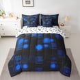 thumbnail image 2 of Castle Fairy Gradient Checkered Bedding Comforter Set,Futuristic Cubes Queen Bedding Sets, 2 of 8