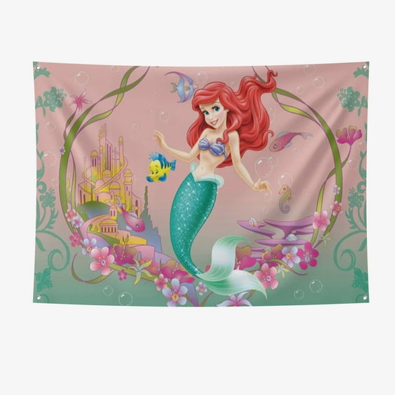 Ariel Party Supplies Happy Birthday Banner 7*5FT Large Size Ariel Party Decoration