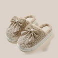 thumbnail image 2 of Daznico Women's Bowknot Slippers - Cozy Plush Winter House Shoes, Non- Indoor Comfort with Soft Lining,Color:Coffee,Size:6.5, 2 of 4