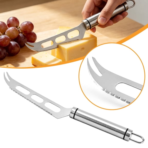 Stainless Steel Serrated Cheese Slicer Knife, Cheese Knife, Cheese Slicer, Butter Slicer, Butter Cutter, Hollow‑Blade Butter Cutter Serving Utensil, Practical Handheld Kitchen Gadget 1Pcs