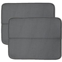 2 Pack Large Dish Drying Mat,Bexikou Microfiber Absorbent Dish Drying Pad,17.72"x15.75" Dishes Drainer Mats for Countertop, Sink, Refrigerator or Dryer (Gray)