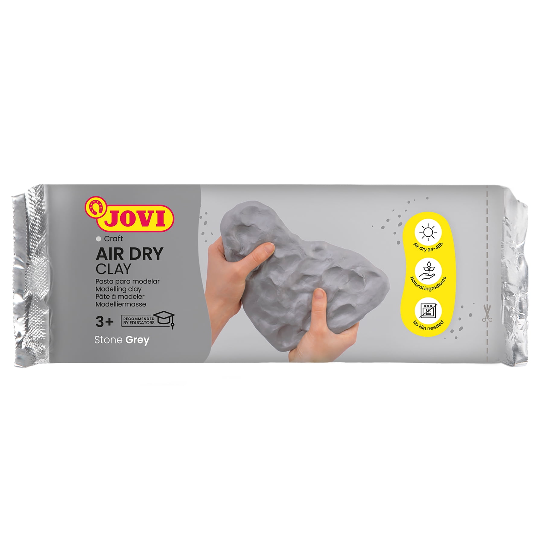 JOVI Air Dry Clay, Grey, 2.2lb Bar, Pack of 2