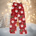 thumbnail image 2 of Women's Christmas Printed Plush Pants, Full Length Long Trousers for Winter Casual Wear, Soft and Warm Fleece Material with Festive Design for Women,Wine,XL, 2 of 4