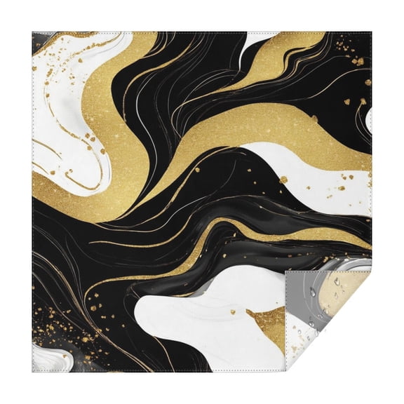 Black and Gold Marble Wavy Lines Pattern Square Tablecloth,Waterproof Square Table Cover,Wipeable Spillproof Washable Table Cover for Home Kitchen Party Decor 42"X42"(107x107cm)
