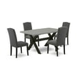 thumbnail image 2 of East West Furniture X696EN120-5 5-Pc Kitchen Table Set - 4 Dining Room Chairs and 1 Modern Rectangular Cement Dining Room Table Top with High Stylish Chair Back - Linen White Finish, 2 of 10
