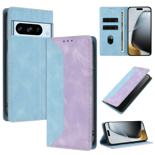 Phone Case for Google Pixel 8 Pro FOXDOCK Premium Leather,Creative Dual-Color Cover with Card Slot,Shockproof