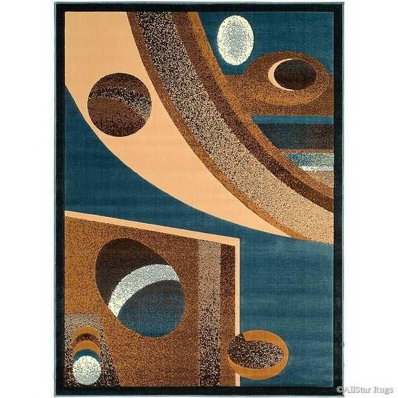 Allstar Rugs Allstar Modern Colorblock Design Rug Ocean Blue 5' 2"x7' 1" 5' x 8'