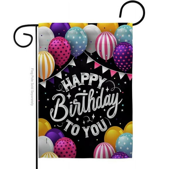 Breeze Decor G165150-BO Birthday to You Garden Flag Celebration 13 x 18.5 in. Double-Sided Decorative Vertical Flags for House Decoration Banner Yard Gift