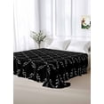 thumbnail image 5 of Black Morocco Queen Size Flat Sheet, Wrinkleproof & Fadeproof Cooling Flat Bed Sheet Only, Geometric Leaf Diamond Lattice Abstract Breathable Soft Bedding Top Sheets 90 x 102 Inches, 5 of 8