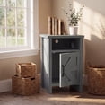 thumbnail image 3 of Vineego 1 Piece Farmhouse Nightstand with Storage Shelves Bedside Tables for Bedroom Modern Wood Side Table Living Room, Gray, 3 of 7