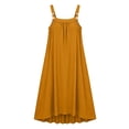 thumbnail image 5 of qolati Plus Size Dresses for Women Summer Button Strap Sleeveless Jumper Dress Ruched Front Square Neck A-Line Casual Loose Fit Flowy Maternity Dress Size,XL-5XL Yellow XXXXXL, 5 of 8