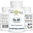 thumbnail image 2 of Bio-Tech Pharmacal D3-50 50,000 IU, 100 Vegetable Capsules – All-Natural Supplement – Supports Bone & Immune Health – No Dairy, Fish, Gluten, Peanut, Shellfish, & Soy, 2 of 6