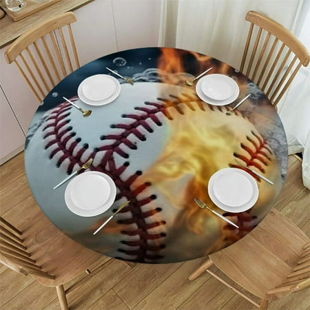 

BCIIG Fire Round Table Cover Stain Resistant Washable Perfect for Indoor Outdoor Kitchen Dining Wedding Parties Tablecloths 100% Polyester Fiber 42 -46