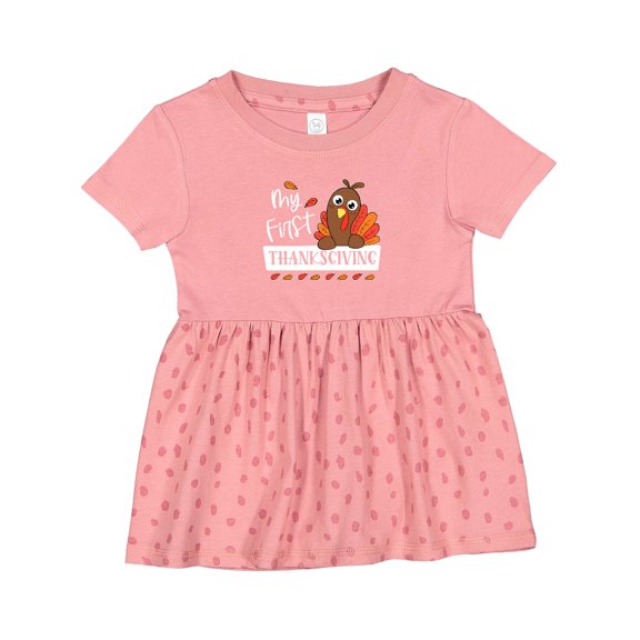 Inktastic My 1st Thanksgiving Cute Turkey Girls Baby Dress