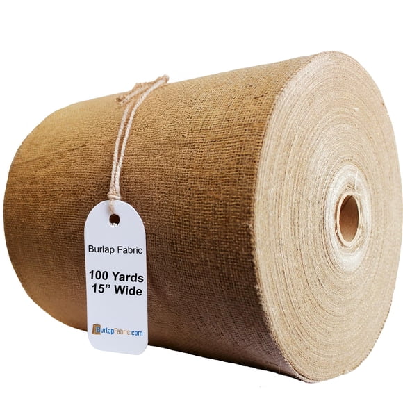 Burlap Jute Fabric by The Yard Natural Burlap Roll, 15 Inch Wide x 100 Yards, 10 Ounce – Eco-Friendly Material for Rustic Decor, Gardening, Table Runners, Crafts, and Weddings - Made in USA