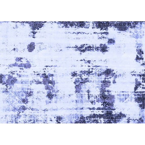 Ahgly Company Machine Washable Indoor Rectangle Abstract Blue Modern Area Rugs, 7' x 9'