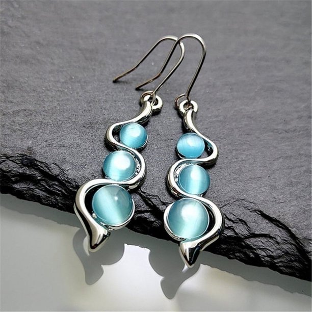 Sapphire Blue Plastic Drop Earrings - Perfect Anniversary Gift for Her - Silver Hoop Earrings