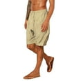 thumbnail image 4 of Aayomet Gym Shorts Men's Linen Short Casual Drawstring Summer Beach Floral Shorts for Men,Yellow L, 4 of 4