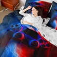 thumbnail image 4 of Castle Fairy Teens Adults Blue Red Boys Game Gamepads Twin Bedding Sets 7-Piece,Kids Game Controller Video Game Bedding Comforter Set Microfiber,Abstract Gradient Lightning Breathable Sheet Sets, 4 of 8