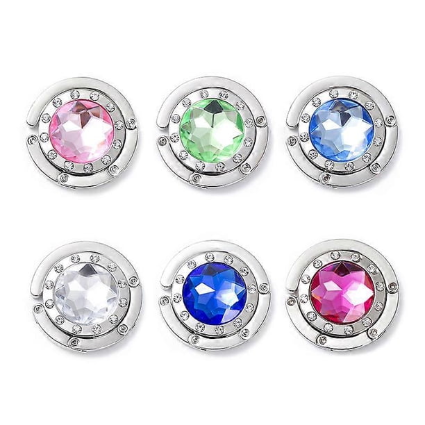 piezas de ganchos plegables para bolso, soporte para colgar en la mesa, de aleación y cristal.