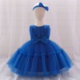 thumbnail image 2 of Ruyang Toddler Baby Tulle Dress Bow Flower Print Pleated Smocked Dresses Elegant Cute Ruffles Sleeve Summer Casual Dresses, 2 of 6
