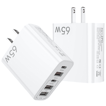 USB C Wall Charger,65W Fast Charger 2 Pcs,6 Port Power Travel Adapter,Suitable for Multi-model Mobile Phones,Tablets,Computers